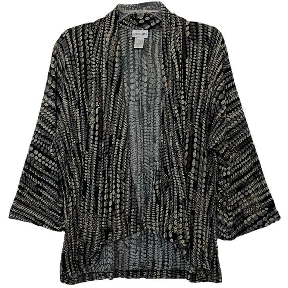 Chico’s Open Kimono Cardigan Pebble Galaxy Faith Waterfall Front Jacket 2 Large - Picture 1 of 10